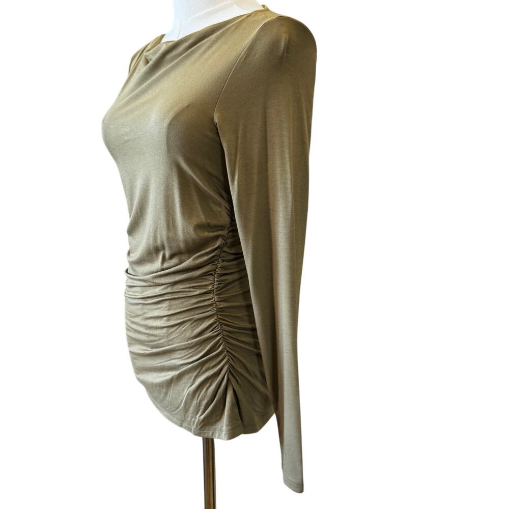UNIVERSAL STANDARD Anthro Ochre Ruched Long Sleeve Jersey Top Shirt Size 3XS 2/4 - Picture 3 of 8